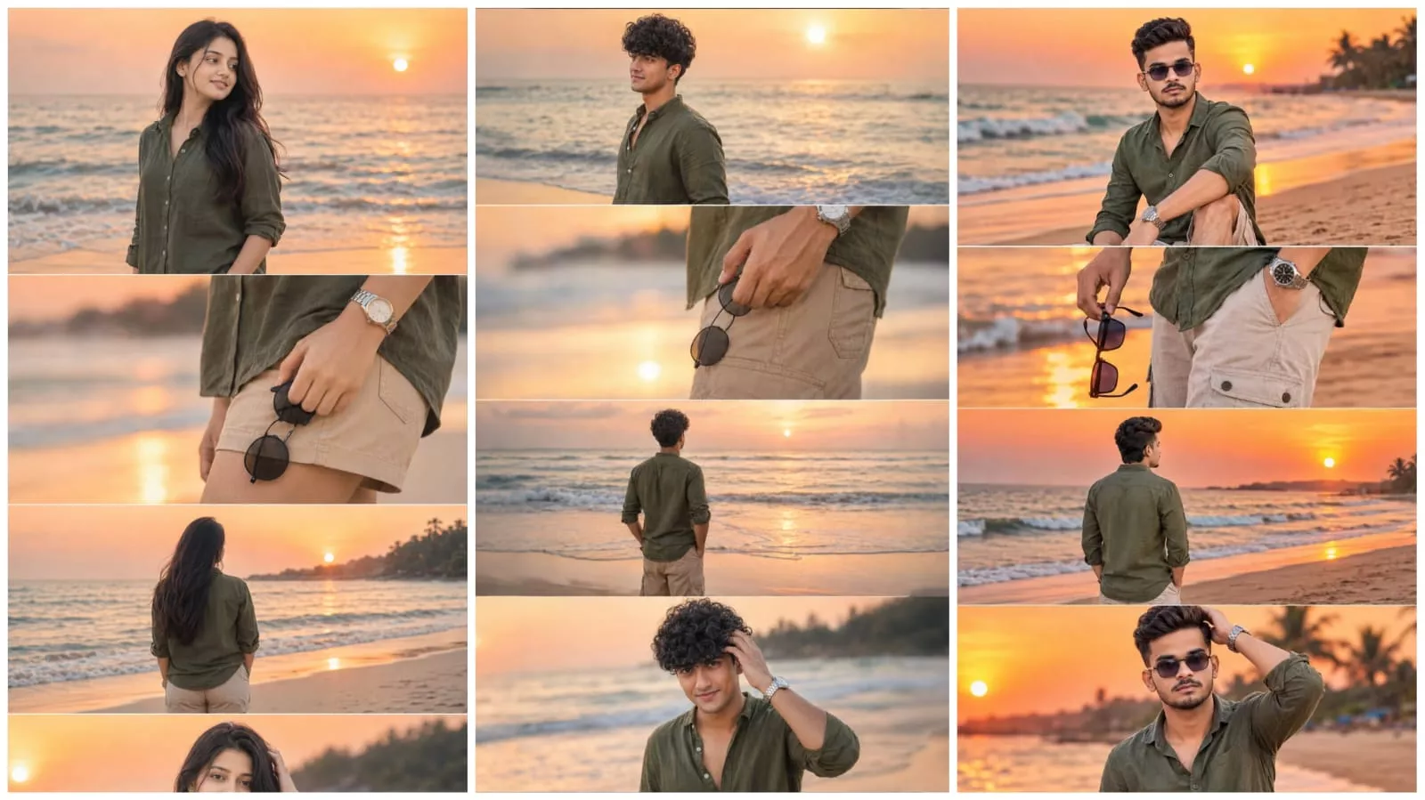 Beach Sunset Collage Photo Editing Prompts 2026 (1)